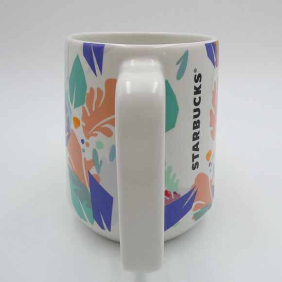 Starbucks Mug Summer 2020 Flowers Tropical Leaves Floral 14 oz - Picture 4 of 8